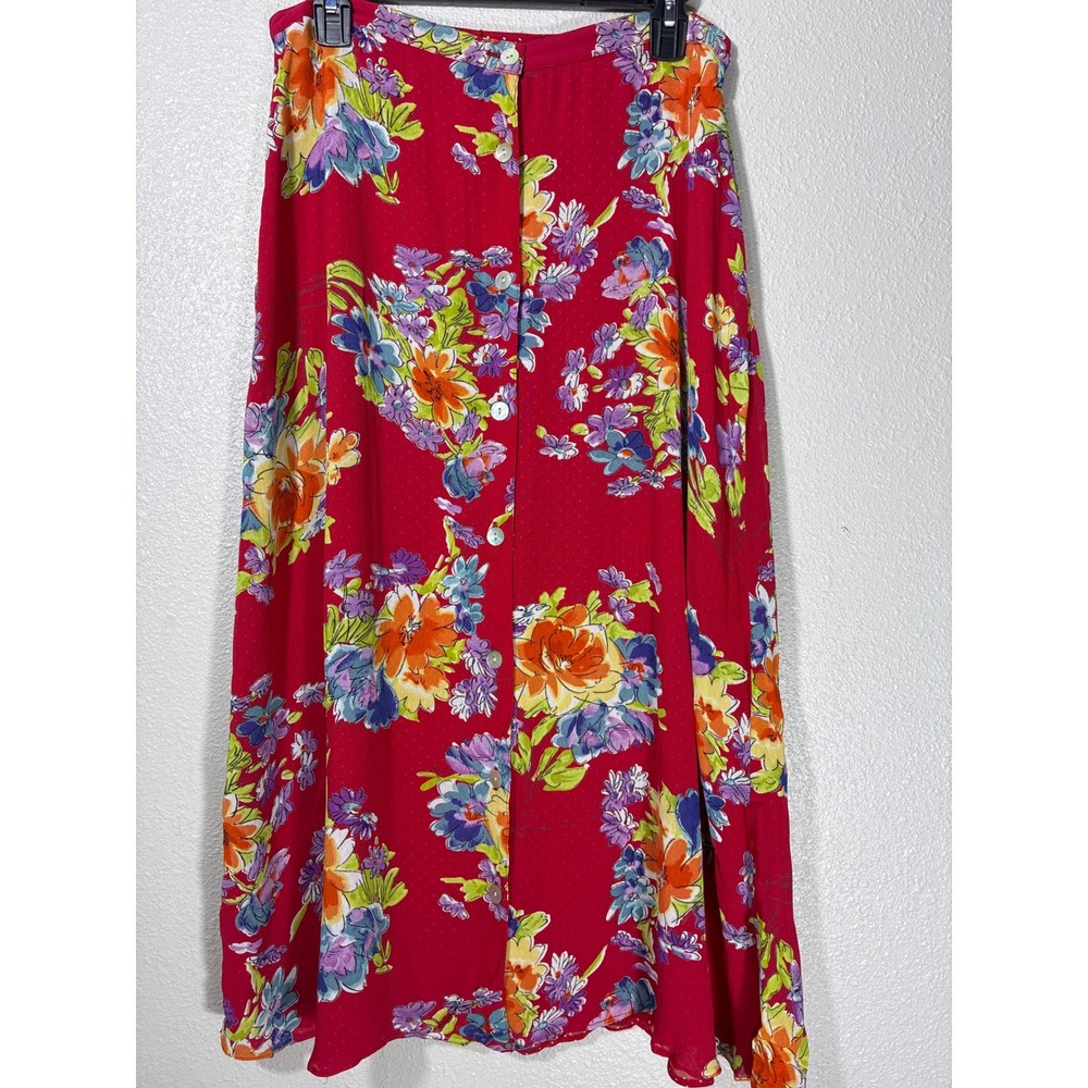 Stonebridge Womens 2 in 1 Reversible‎ Midi Skirt Floral/ Red Polka Dot Size 10